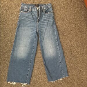 NWOT High-Rise Wide-Leg Crop Raw Hem Jean